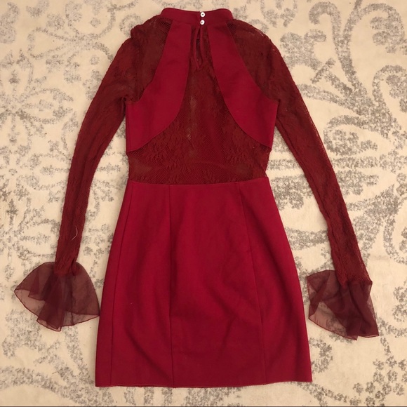 Free People Red Lace Bodycon Dress NWOT - Picture 5 of 6